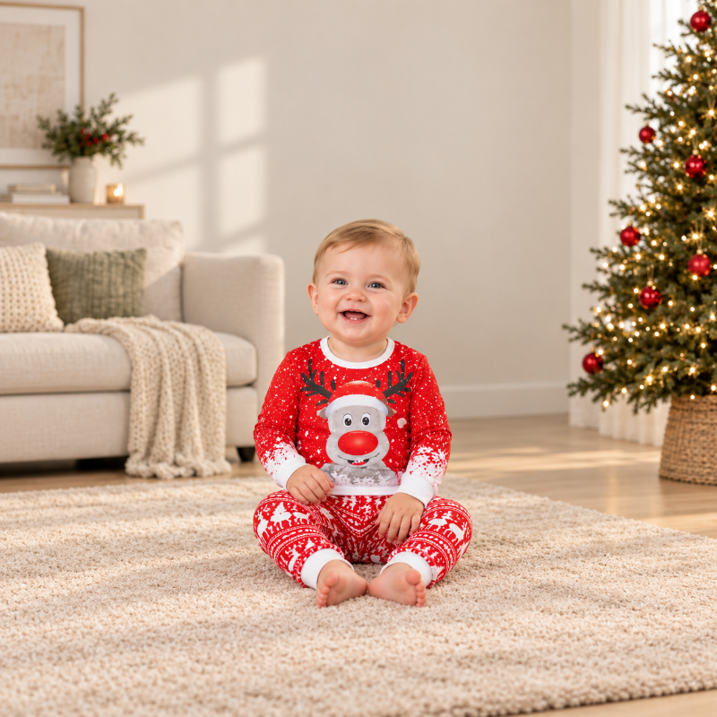 Moose In Snow Family Matching Christmas Pajamas
