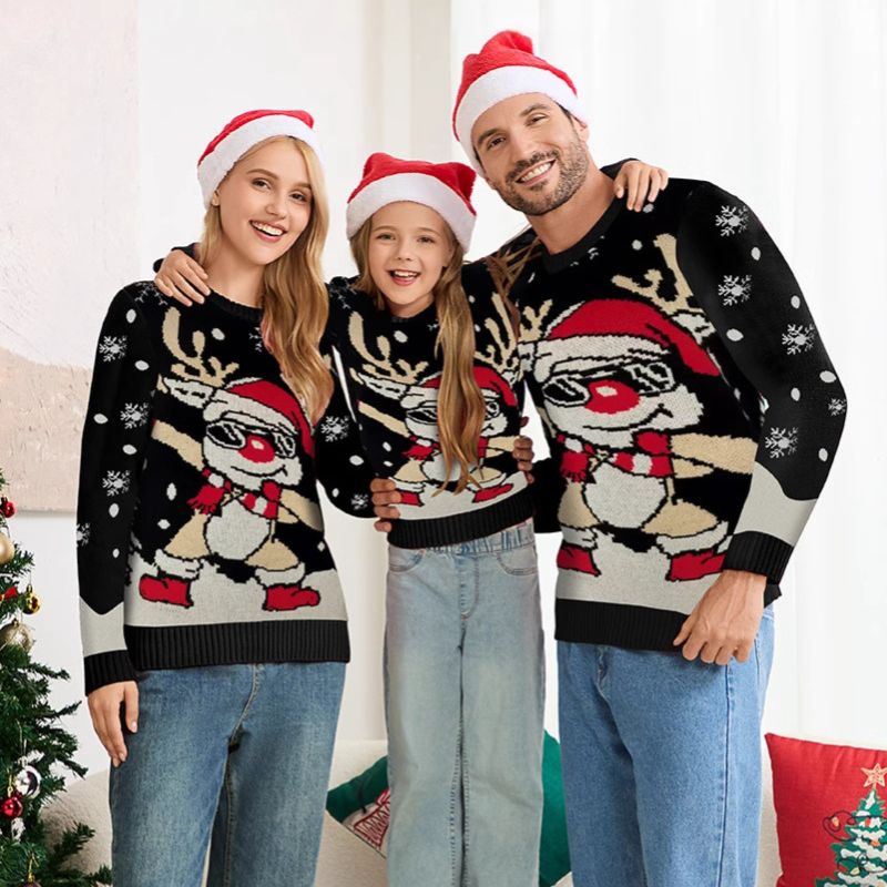 Cool Reindeer Crewneck Family Matching Christmas Jumpers