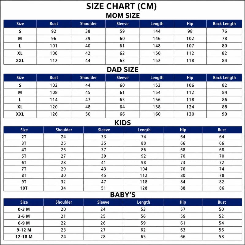 Size Chart CM