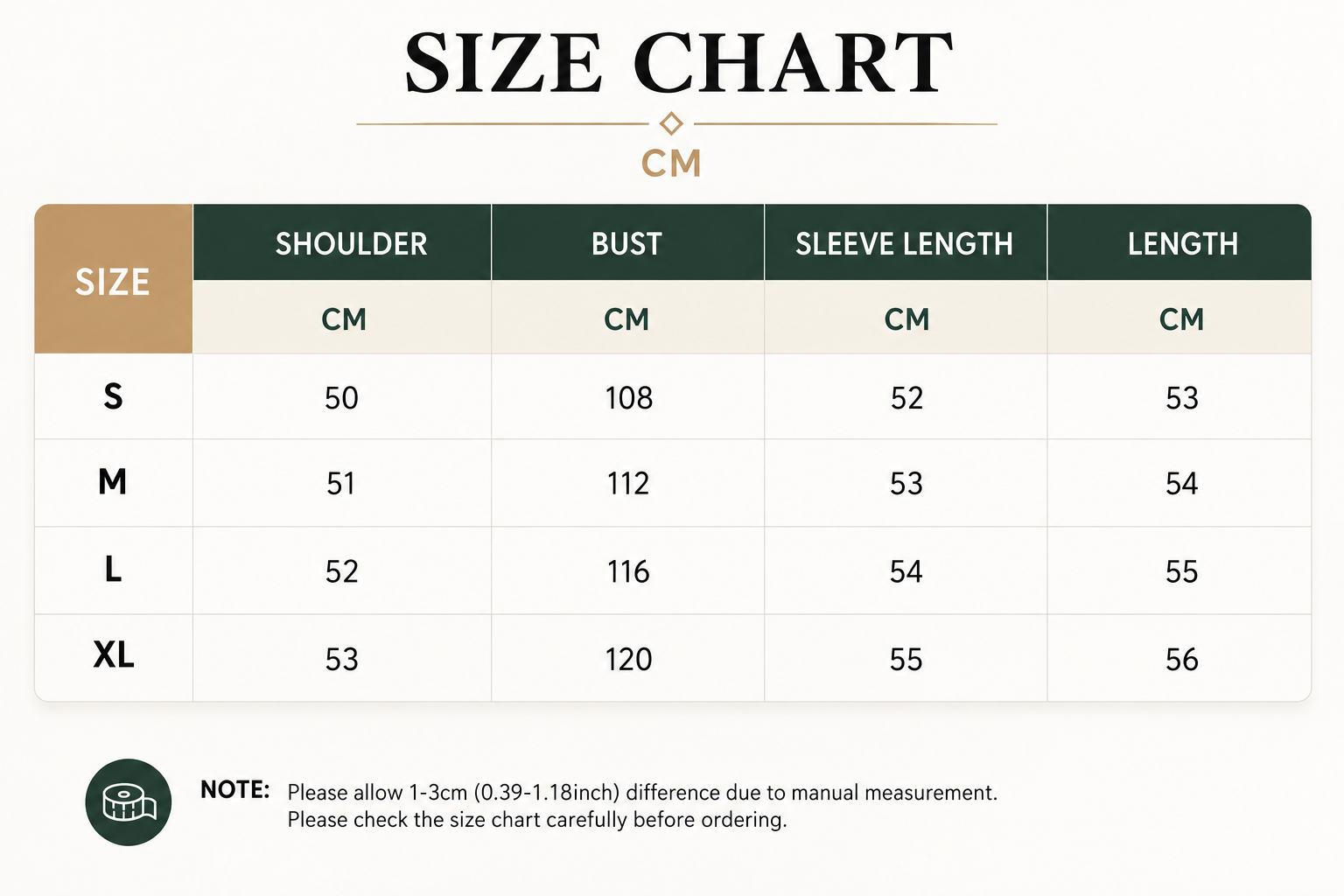 Size Chart CM