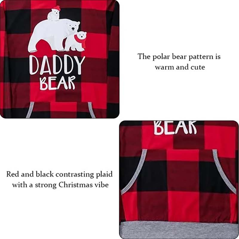 Hooded Plaid Bear Family Matching Christmas Pyjamas