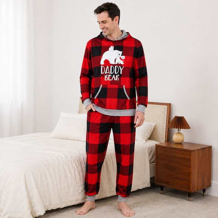 Hooded Plaid Bear Family Matching Christmas Pajamas