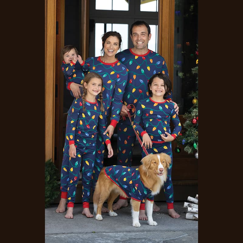 lights matching family christmas pyjamas