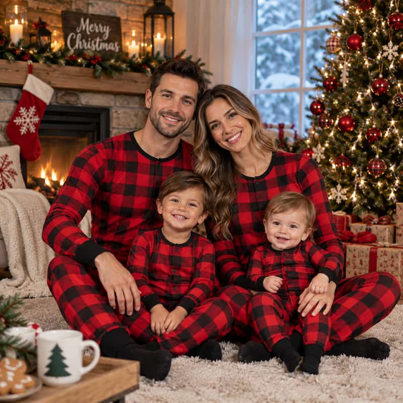 Plaid Moose Family Matching Christmas Pyjamas