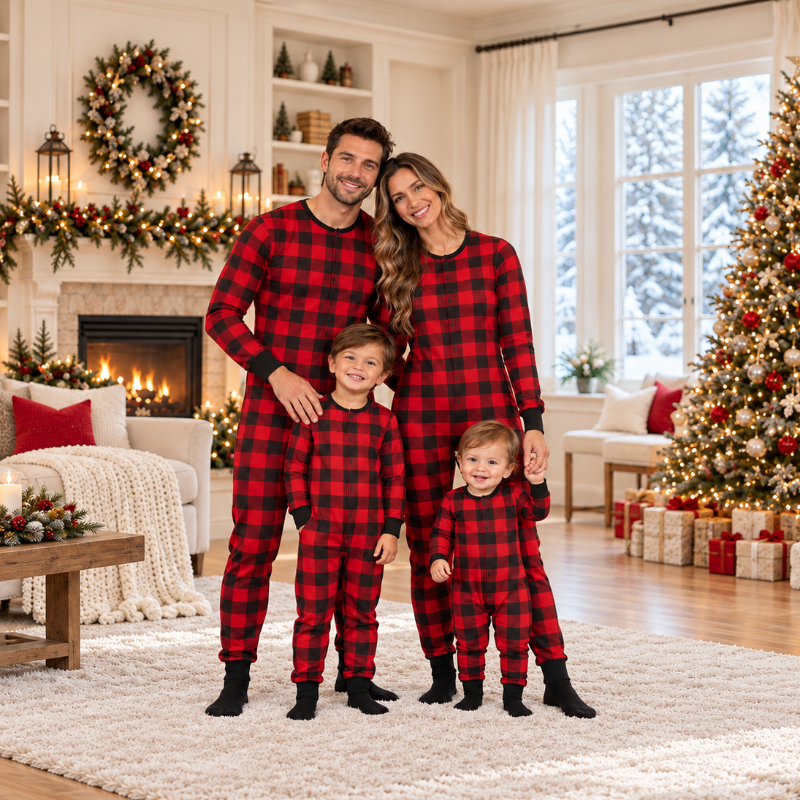 Plaid Moose Family Matching Christmas Pyjamas