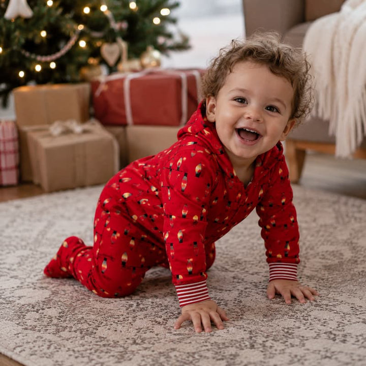 Red Light Bulbs Family Matching Christmas Jumpsuits