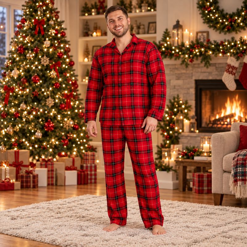 Red Plaid Family Matching Christmas Pajamas