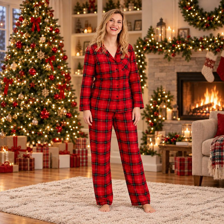Red Plaid Family Matching Christmas Pajamas
