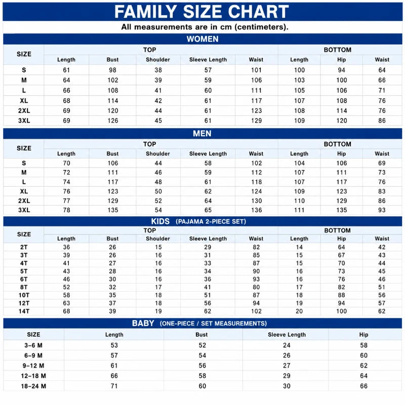 Size Chart CM