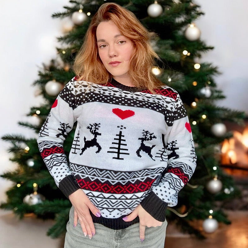 White Reindeer Unisex Christmas Ugly Sweater